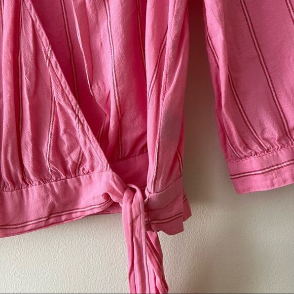 Madewell Pink Wrap Top in Cecilia Stripe - Picture 8 of 11